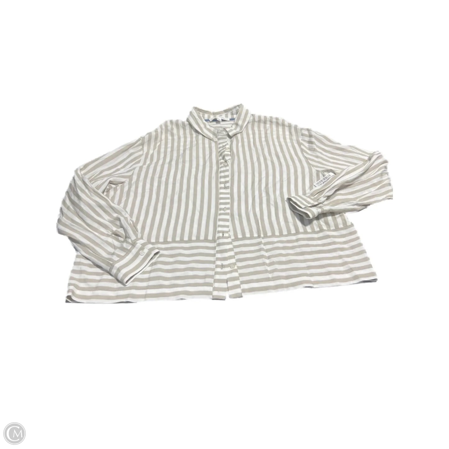 Blouse Long Sleeve By Jane And Delancey In Striped Pattern, Size: L