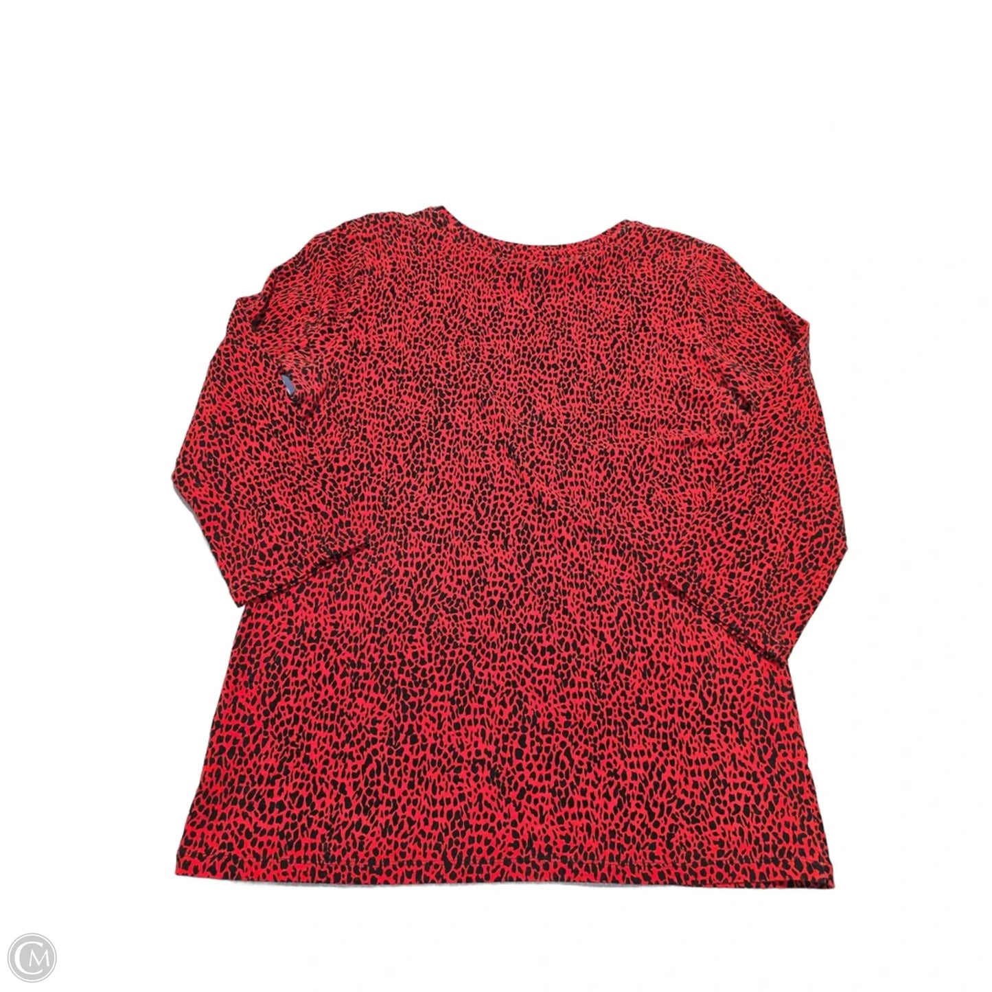 Top Long Sleeve By Jones New York In Red & Silver, Size: L