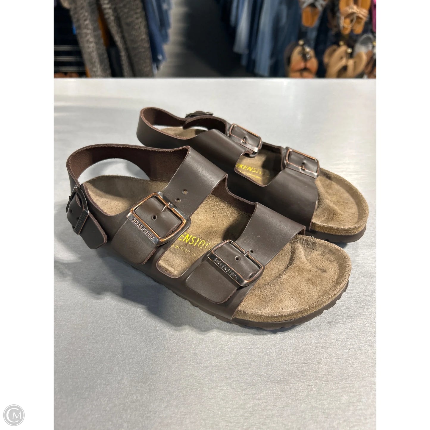 Sandals Flats By Birkenstock In Brown, Size: 7