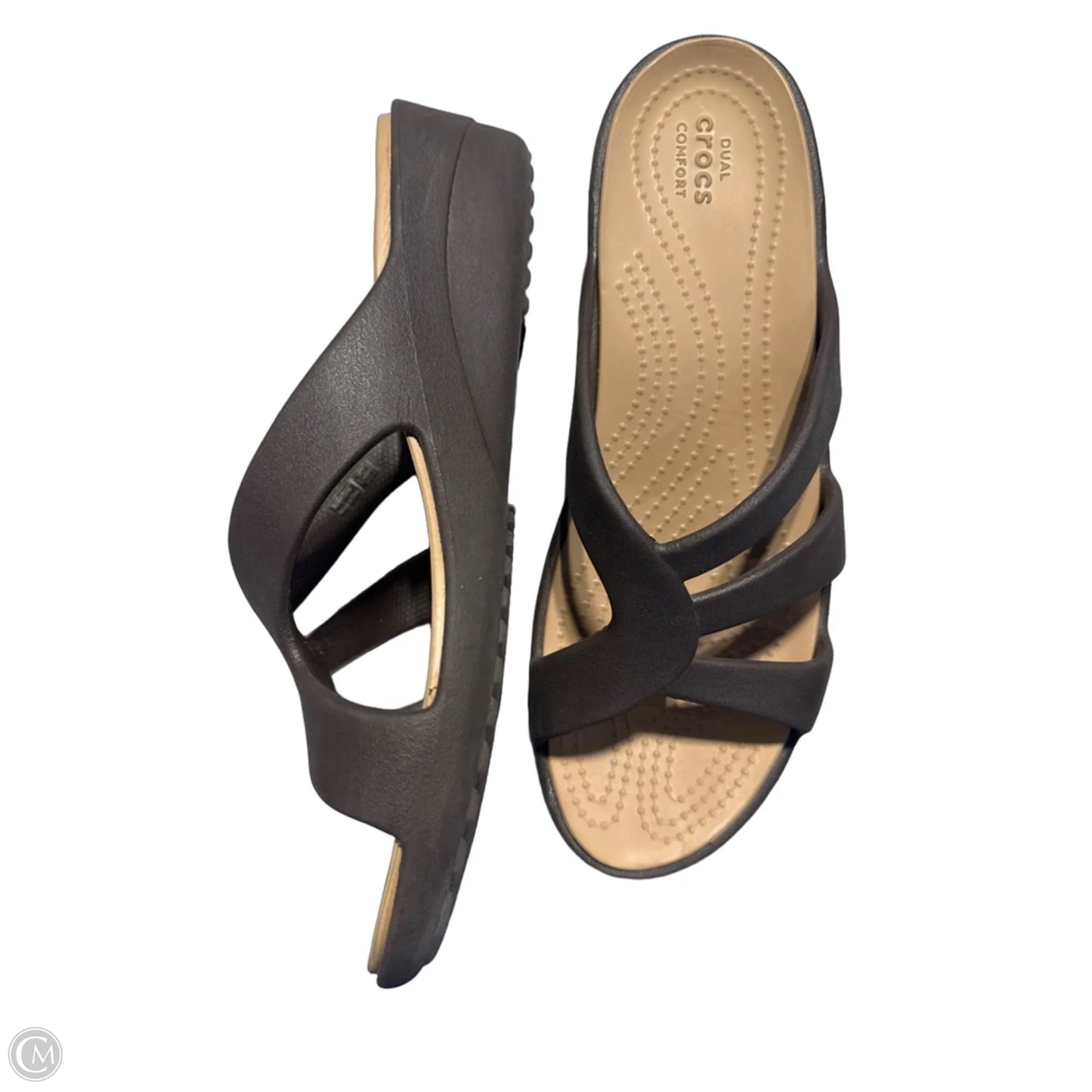 Sandals Flats By Crocs In Brown, Size: 10