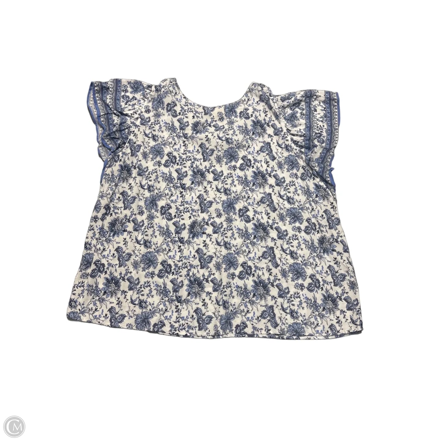 Top Short Sleeve By Cynthia Rowley In Blue & White, Size: 3x