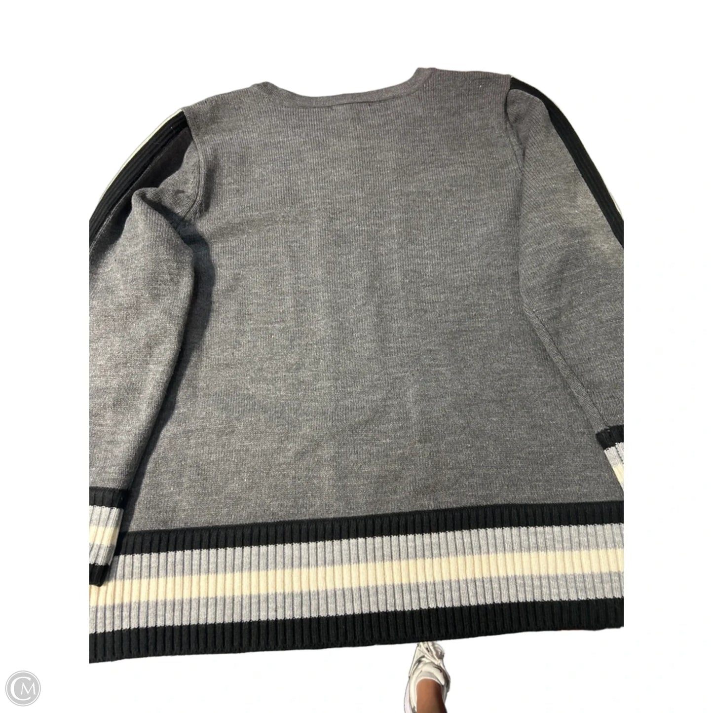 Sweater Cardigan Designer By Karl Lagerfeld In Grey, Size: 1x