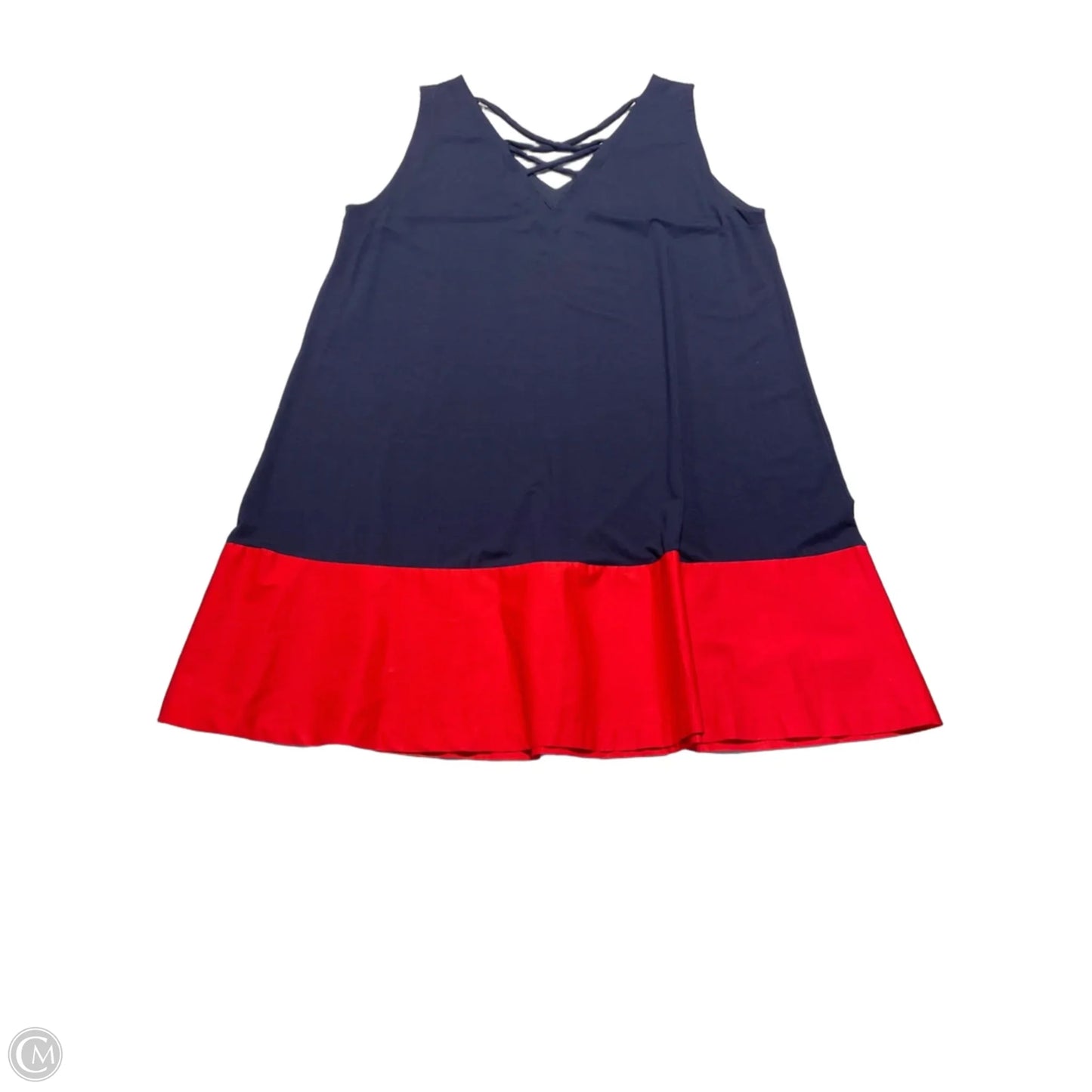 Dress Casual Midi By Loft In Blue & Red, Size: 2x