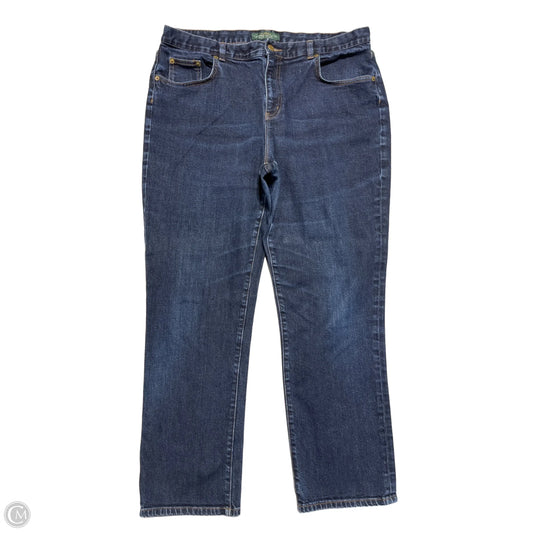 Jeans Straight By Lauren By Ralph Lauren In Blue Denim, Size: 16
