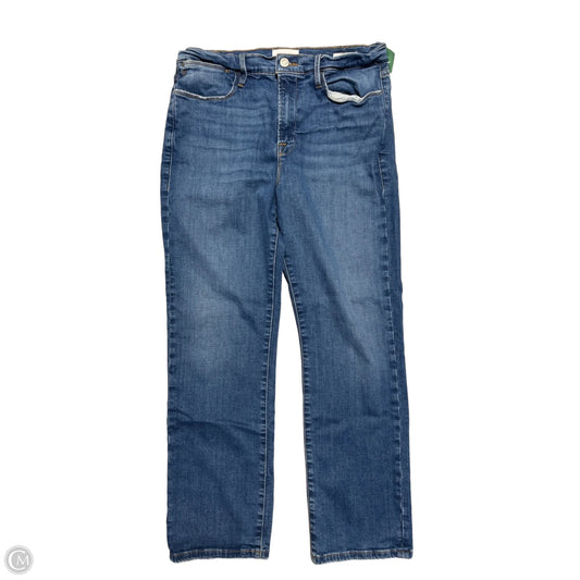 Jeans Straight By Frame In Blue Denim, Size: 12