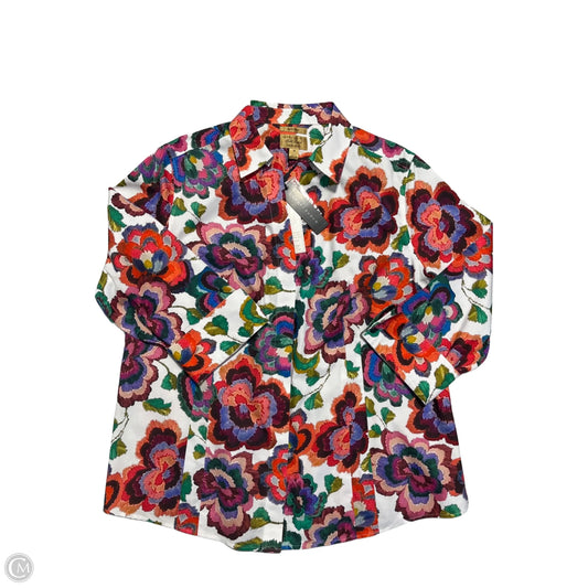 Blouse Long Sleeve By Investments In Floral Print, Size: Xxl