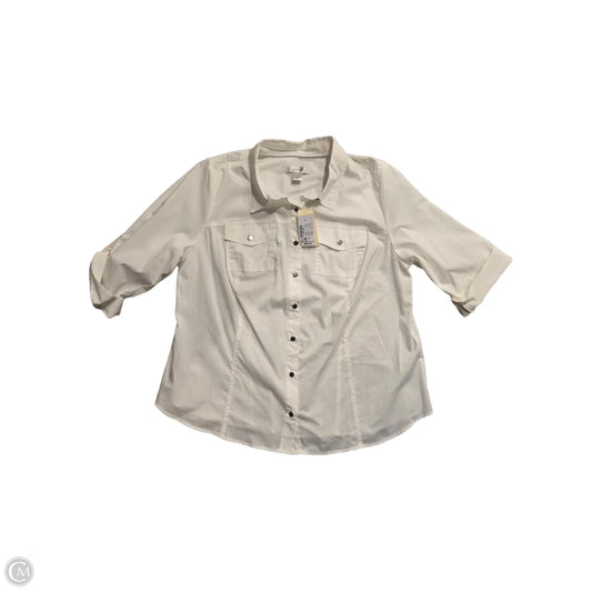 Blouse 3/4 Sleeve By Cj Banks In White, Size: Xl