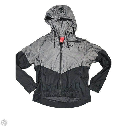 Jacket Windbreaker By Nike In Grey, Size: M