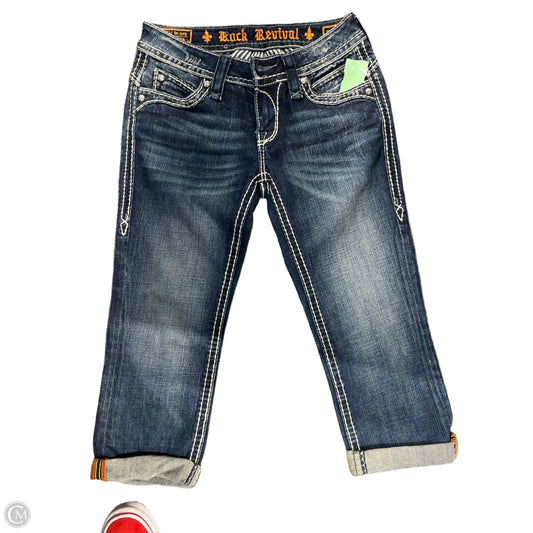 Capris By Rock Revival In Blue Denim, Size: 0