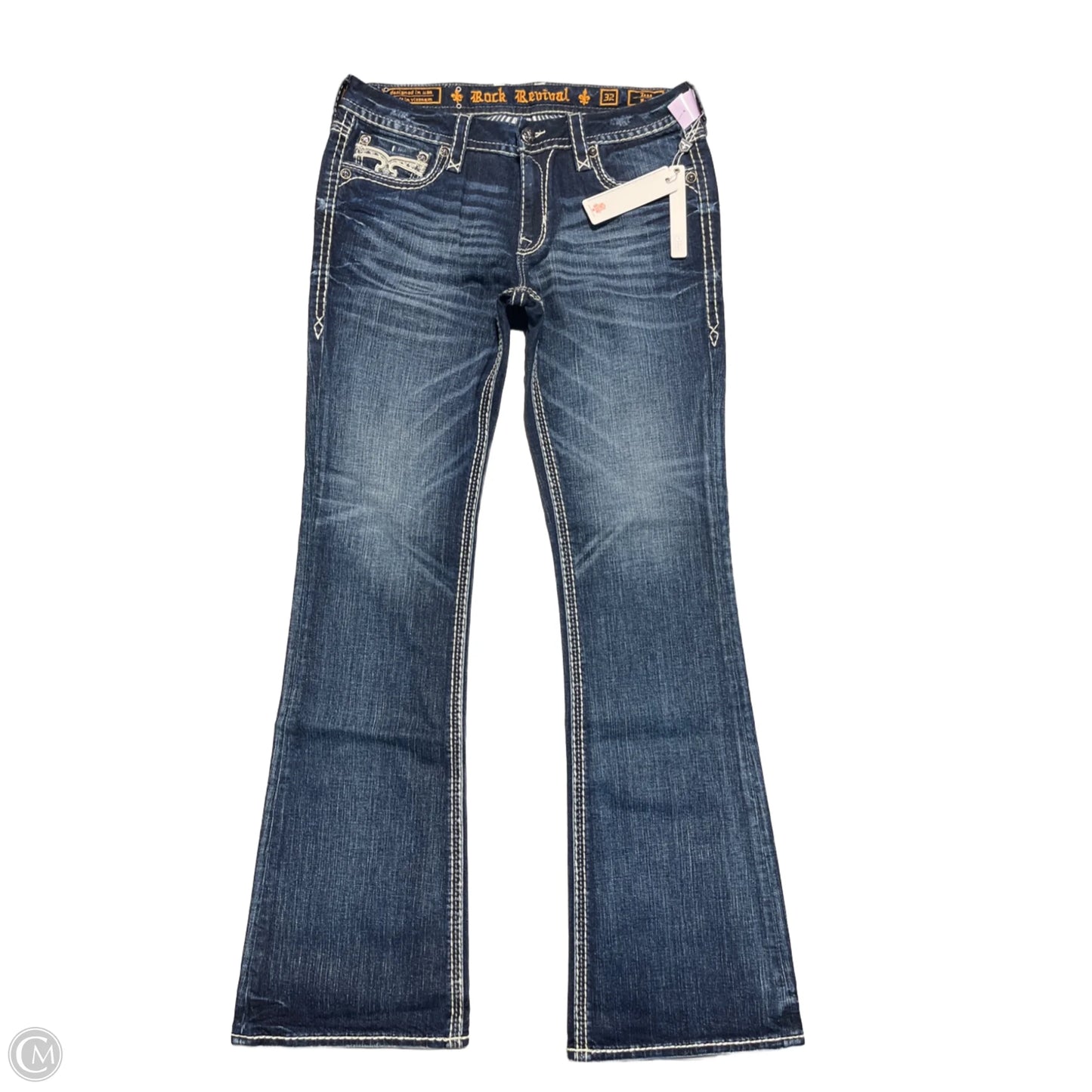 Jeans Straight By Rock Revival In Blue Denim, Size: 14