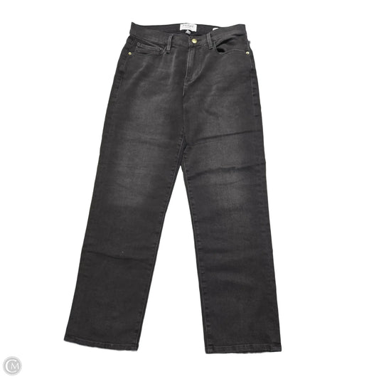 Jeans Wide Leg By Frame In Black Denim, Size: 8
