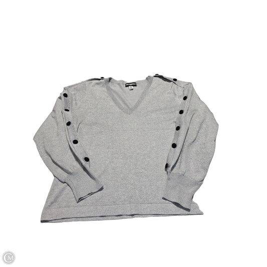 Sweater Designer By Karl Lagerfeld In Silver, Size: Xl