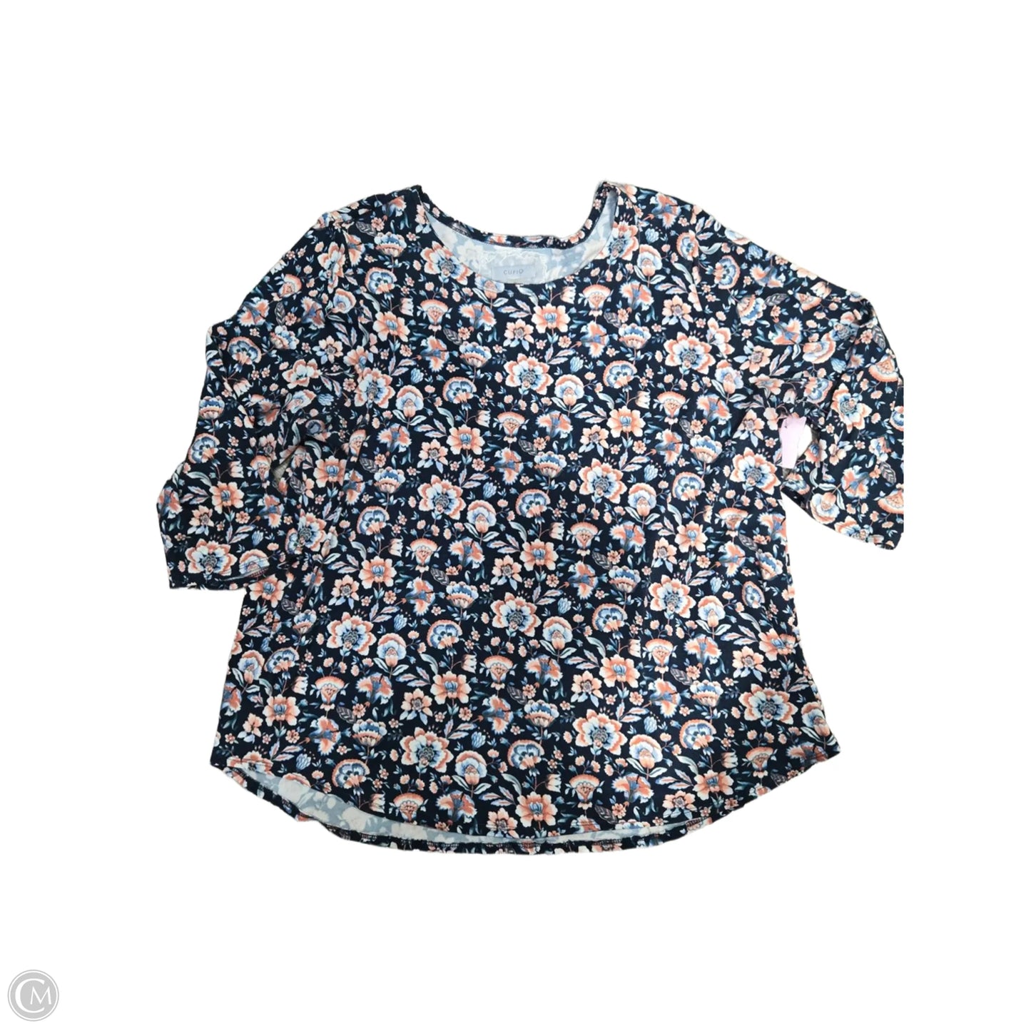 Top 3/4 Sleeve By Cupio In Floral Print, Size: 2x