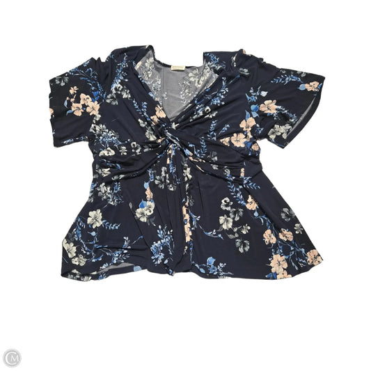 Top Short Sleeve By Cme In Floral Print, Size: 2x