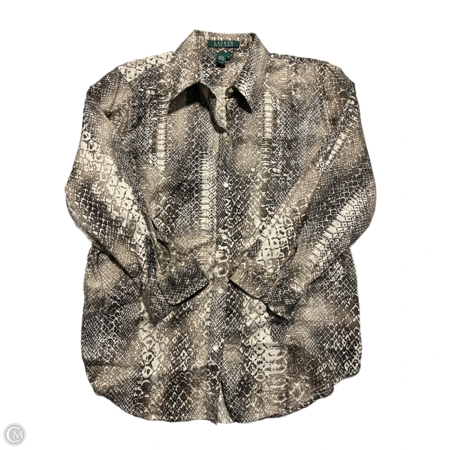 Top Long Sleeve By Lauren By Ralph Lauren In Snakeskin Print, Size: M