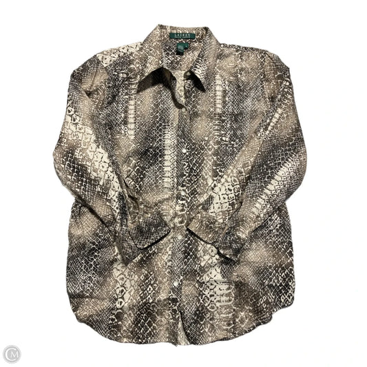 Top Long Sleeve By Lauren By Ralph Lauren In Snakeskin Print, Size: M