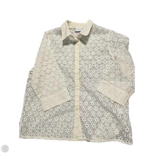 Top Long Sleeve By Alfred Dunner In Cream, Size: Xxl