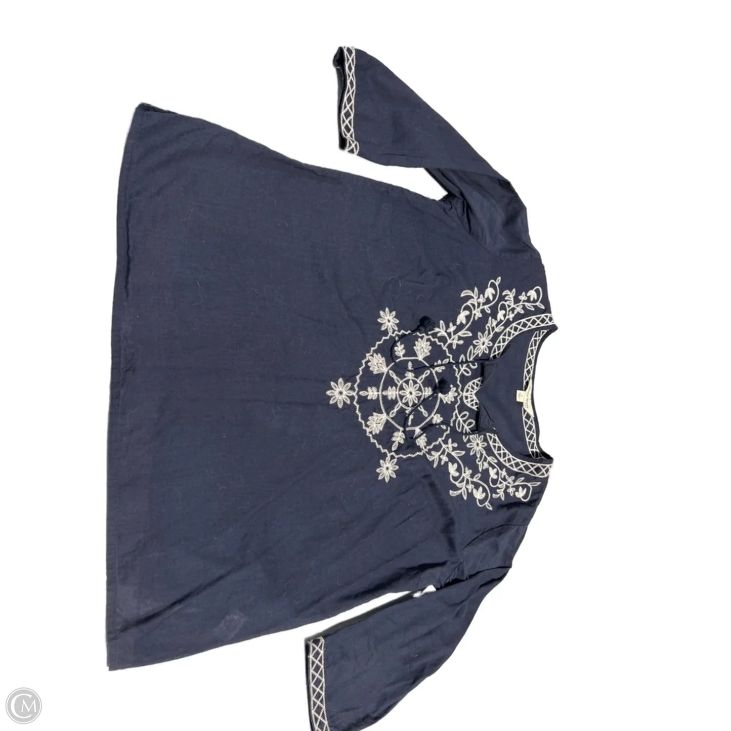 Top 3/4 Sleeve By Studio Works In Navy, Size: Lp