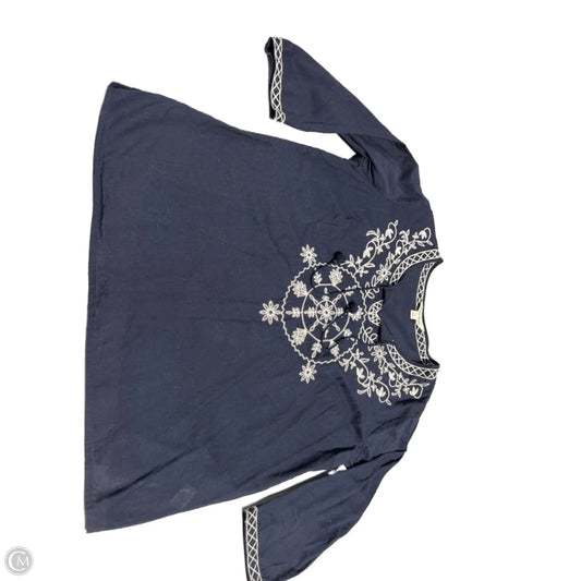 Top 3/4 Sleeve By Studio Works In Navy, Size: Lp