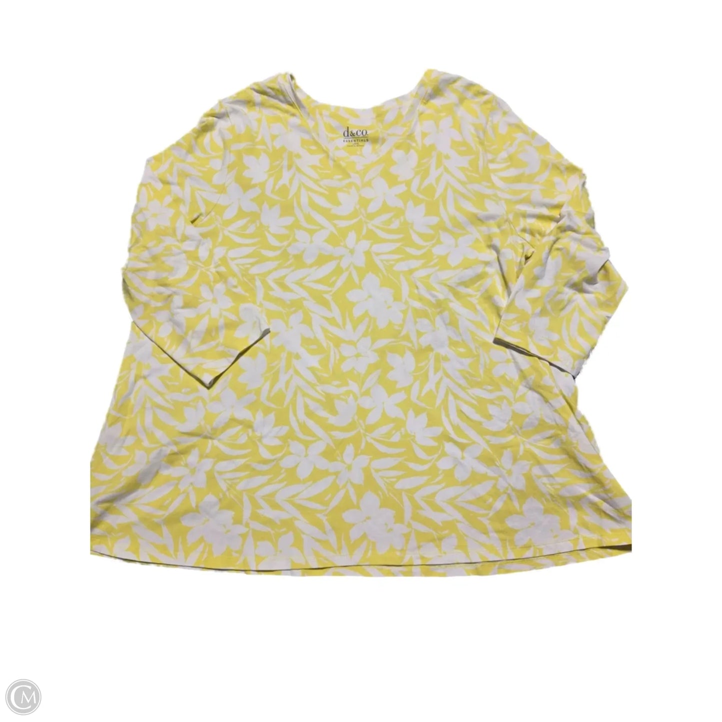 Top 3/4 Sleeve Basic By Cme In Yellow, Size: Xl