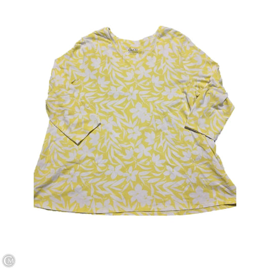 Top 3/4 Sleeve Basic By Cme In Yellow, Size: Xl