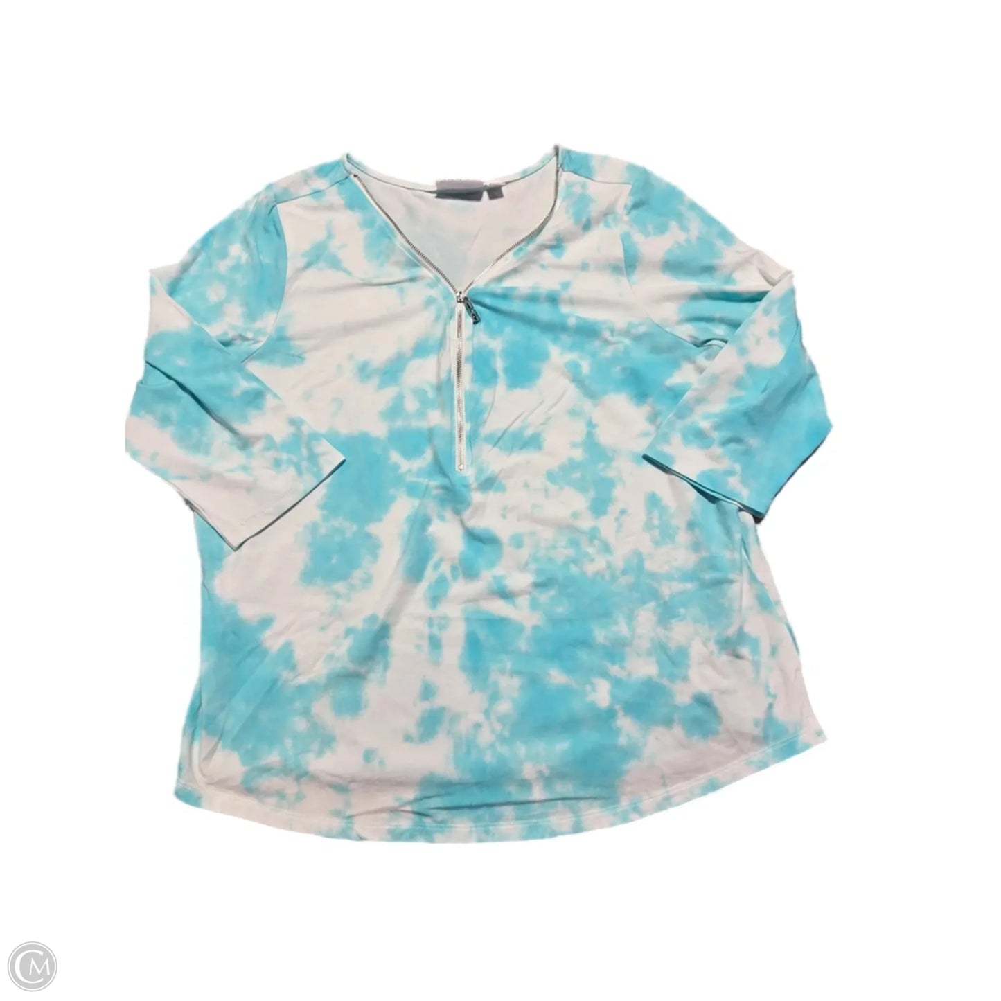 Top Short Sleeve By Belle By Kim Gravel In Teal, Size: Xl