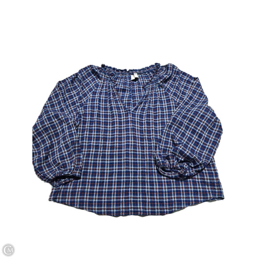 Top Long Sleeve By Old Navy In Plaid Pattern, Size: L