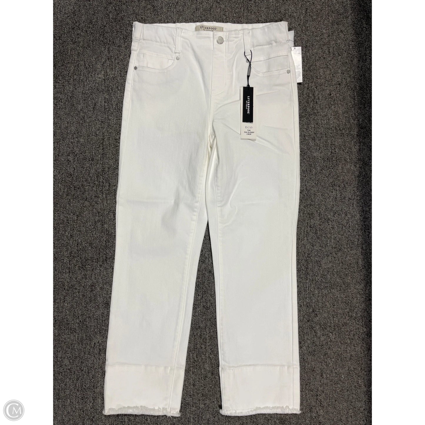 Jeans Cropped By Liverpool In White Denim, Size: 2