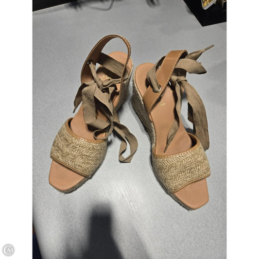 Sandals Heels Wedge By Cme In Tan, Size: 10