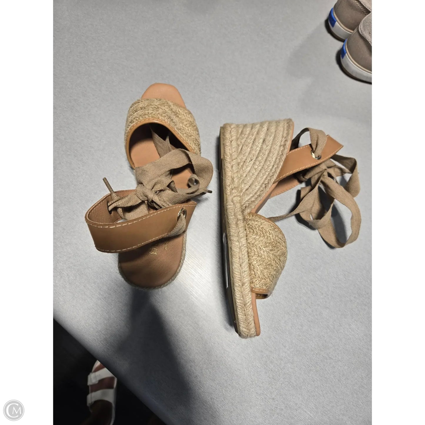 Sandals Heels Wedge By Cme In Tan, Size: 10