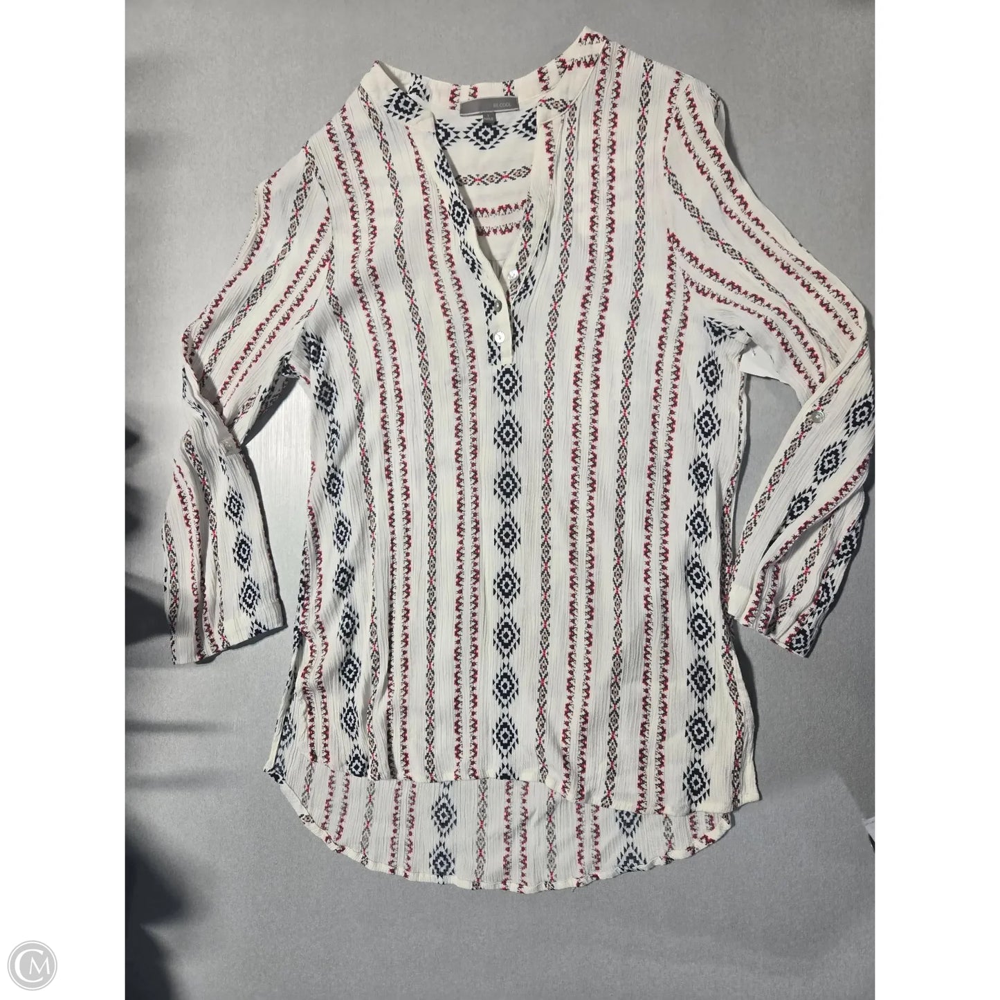 Top Long Sleeve By Cmc In Blue & Red & White, Size: L