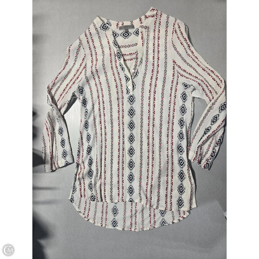 Top Long Sleeve By Cmc In Blue & Red & White, Size: L