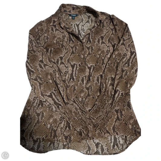 Top Long Sleeve By Express In Snakeskin Print, Size: S