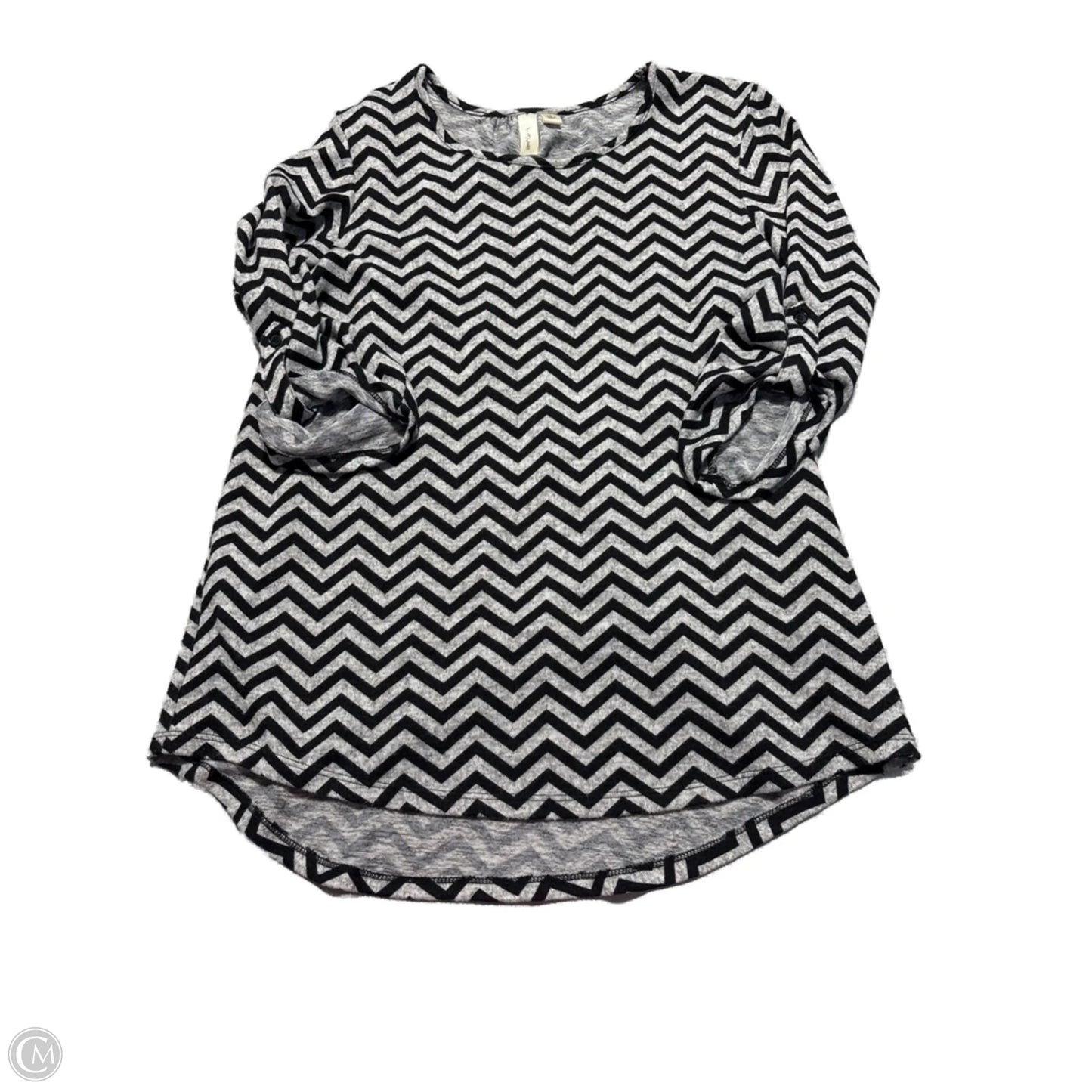 Top 3/4 Sleeve By Tacera In Black & Grey, Size: M