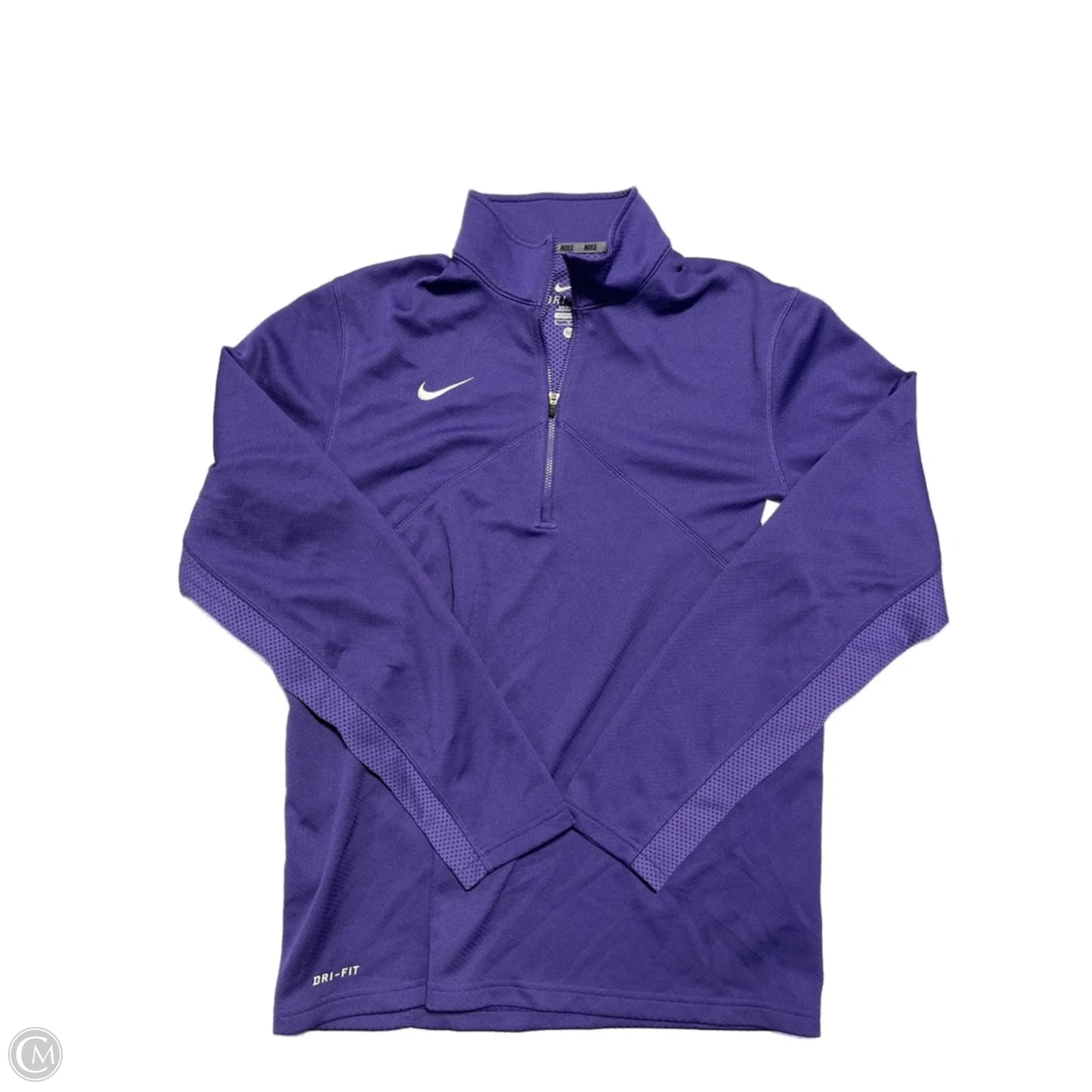 Athletic Top Long Sleeve Collar By Nike In Purple, Size: M
