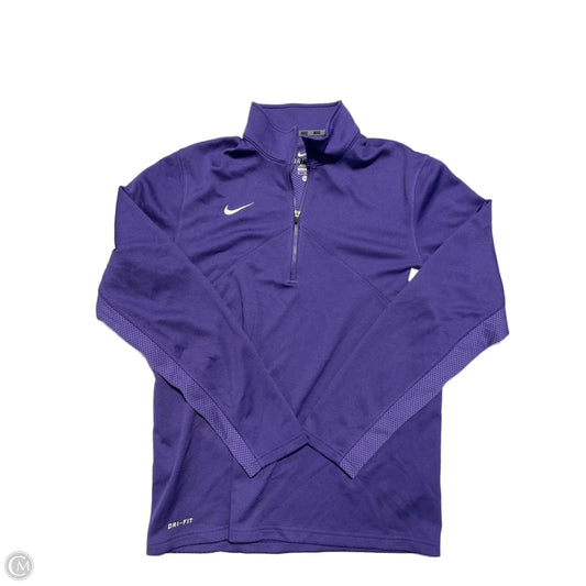 Athletic Top Long Sleeve Collar By Nike In Purple, Size: M
