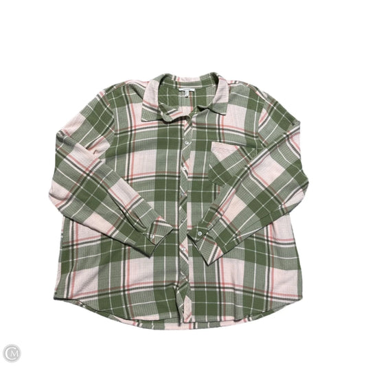 Top Long Sleeve By Maurices In Plaid Pattern, Size: 1x