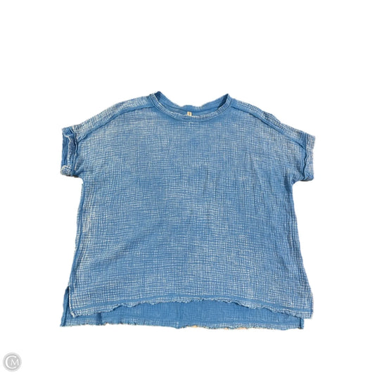 Top Short Sleeve By Zenana In Blue, Size: L