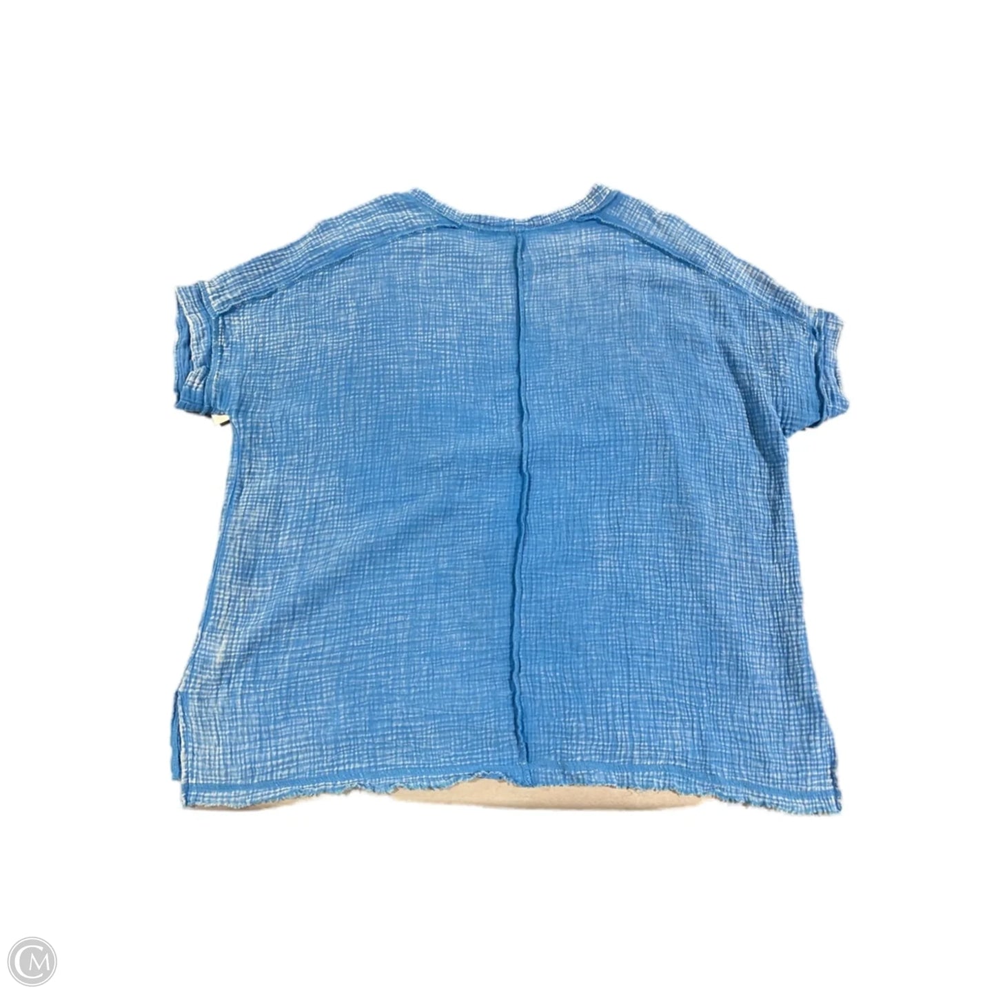 Top Short Sleeve By Zenana In Blue, Size: L