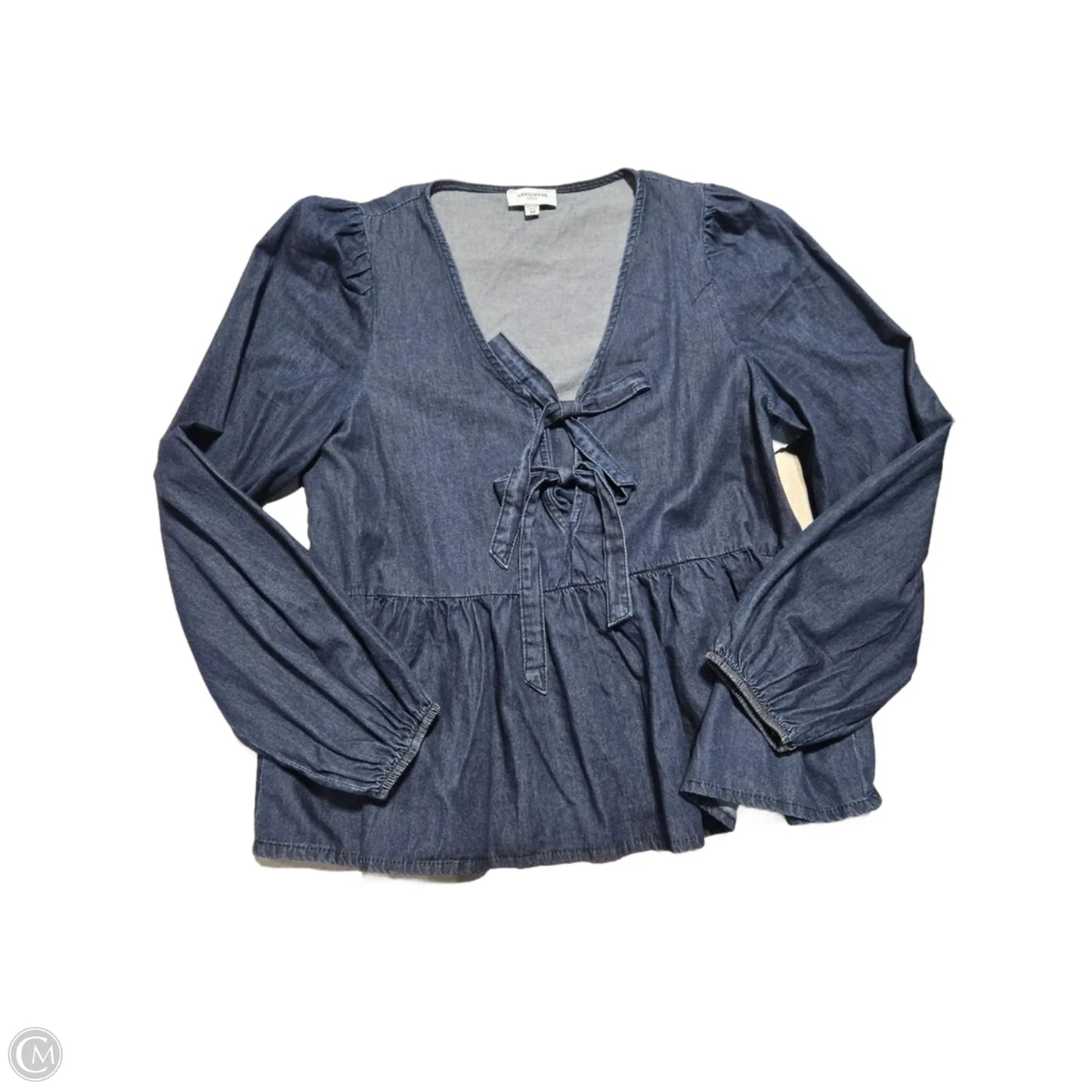 Top Long Sleeve By Anniewear In Blue Denim, Size: M