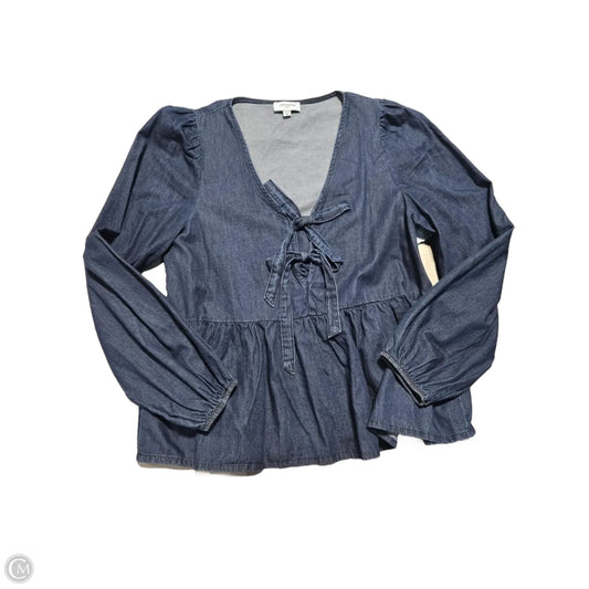Top Long Sleeve By Anniewear In Blue Denim, Size: M