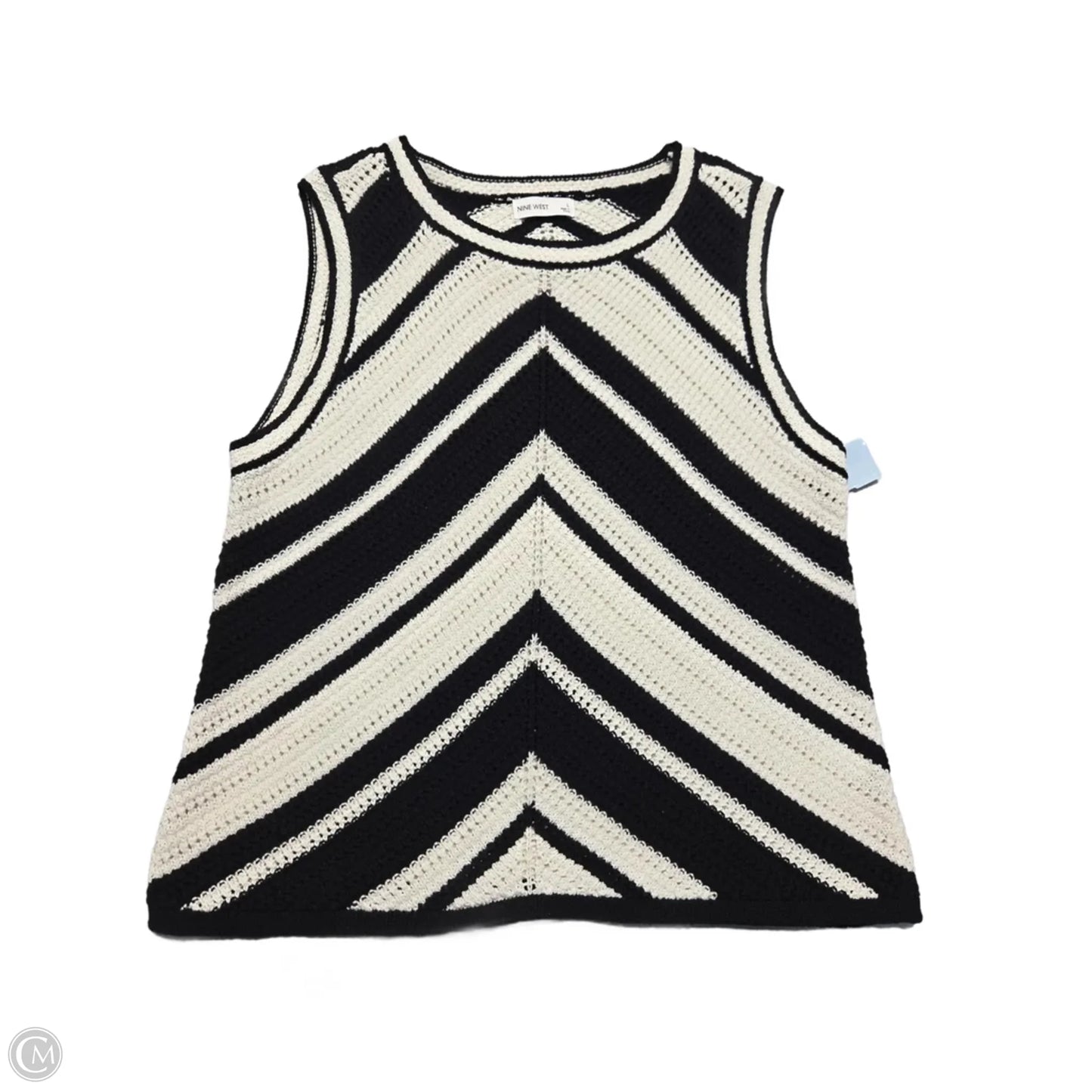 Vest Sweater By Nine West In Black & White, Size: L