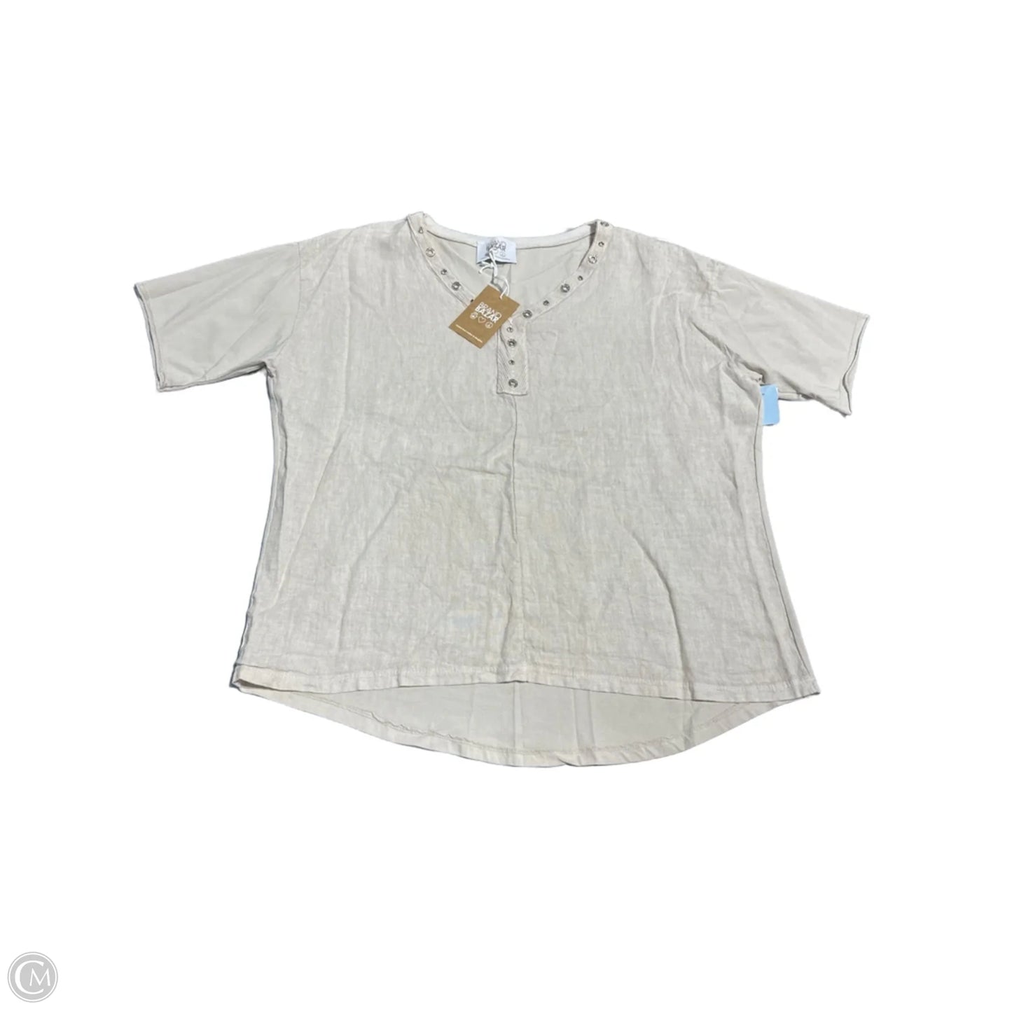Top Short Sleeve By Cmb In Tan, Size: L