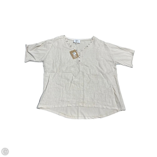 Top Short Sleeve By Cmb In Tan, Size: L