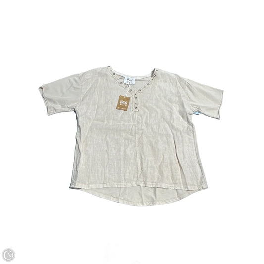 Top Short Sleeve By Cmb In Tan, Size: L
