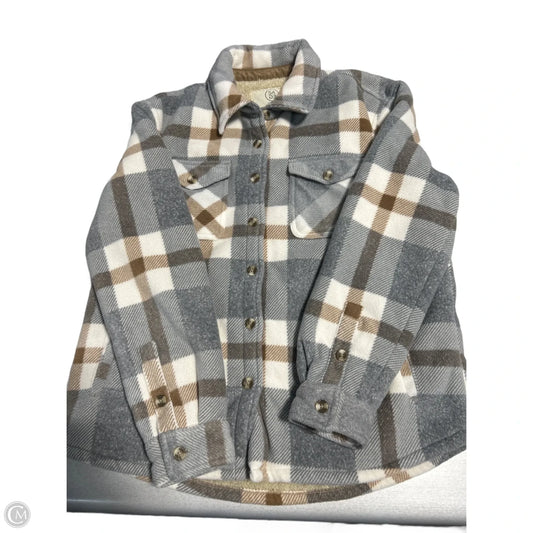 Jacket Shirt By Sage In Grey, Size: M