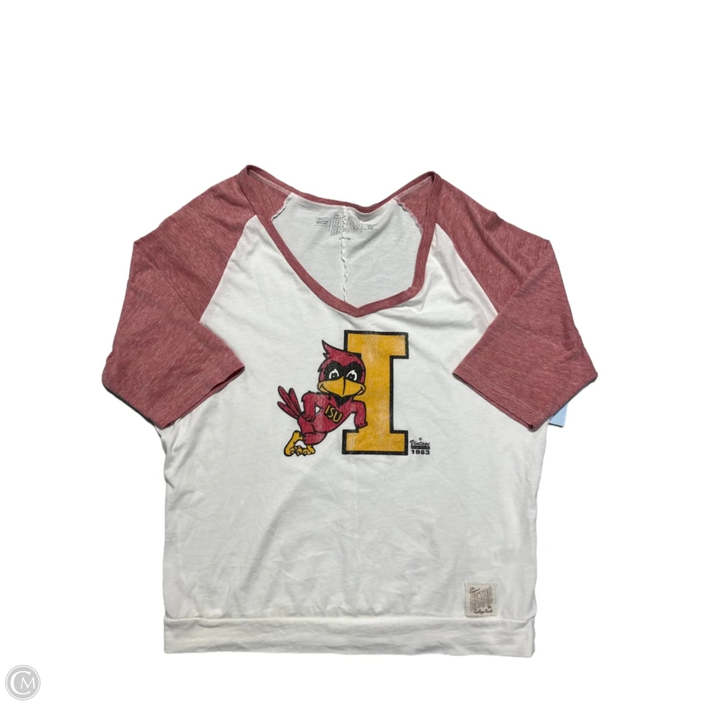 Top 3/4 Sleeve By Cme In Red & White, Size: L