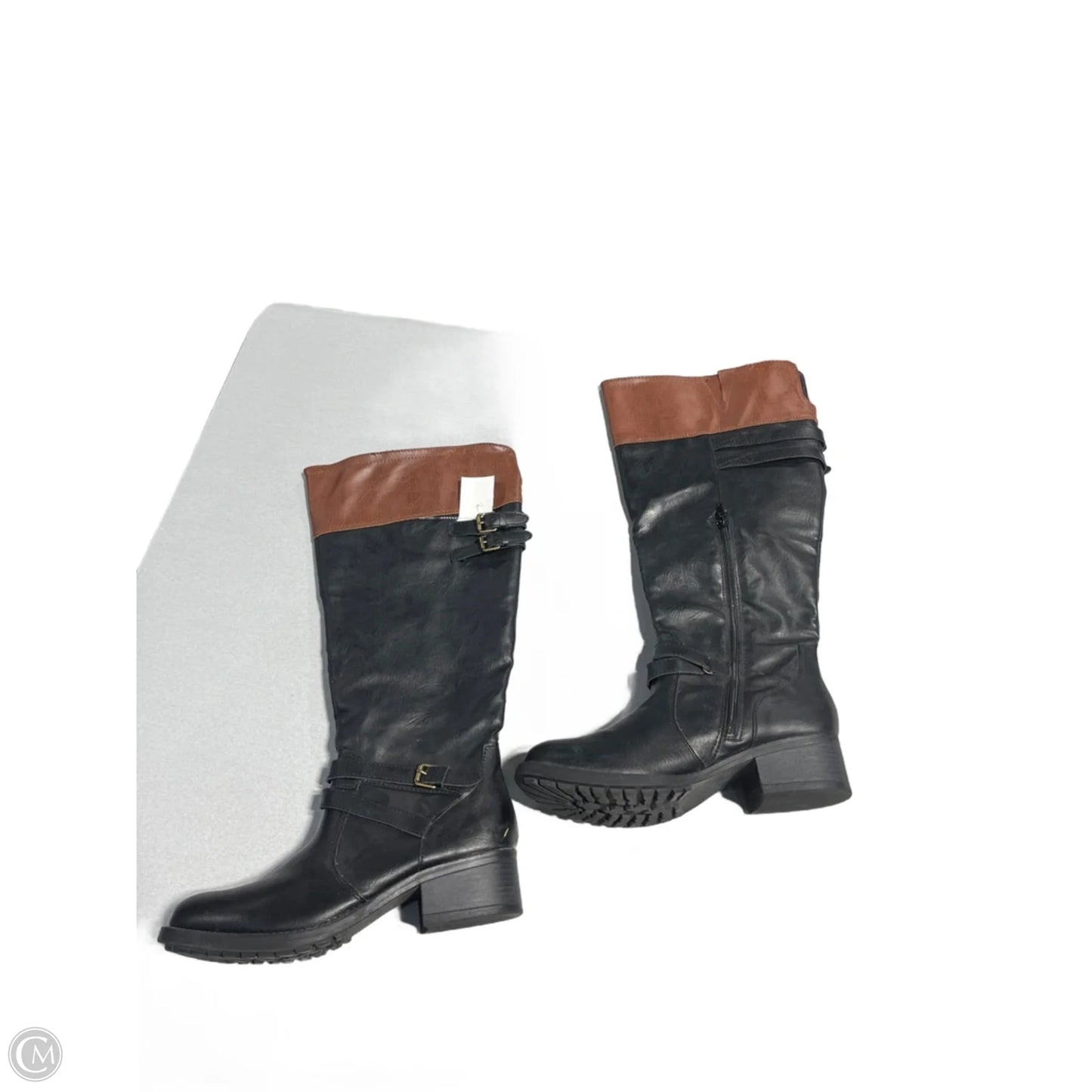 Boots Knee Flats By Cmf In Black & Brown, Size: 8.5