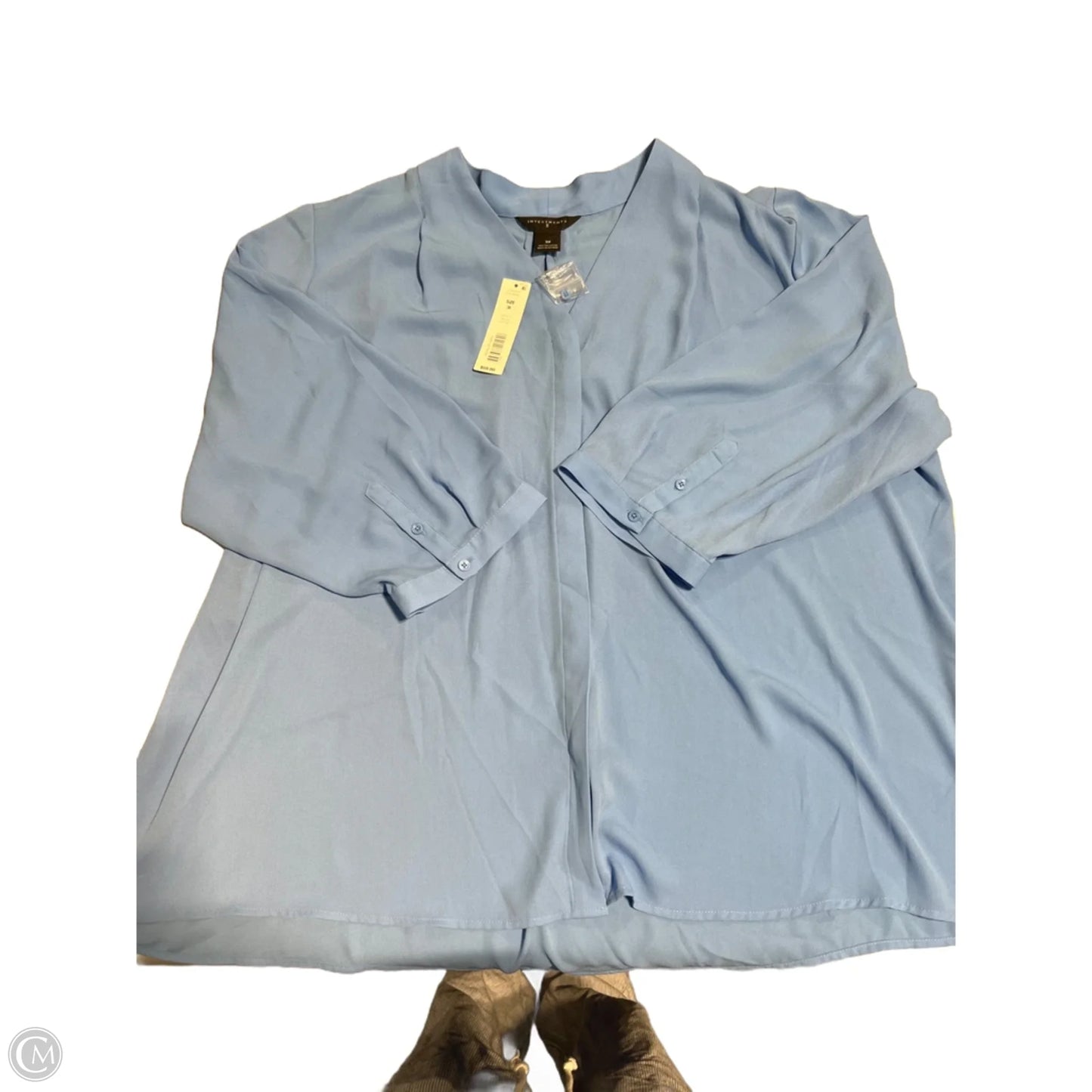 Top Long Sleeve By Investments In Blue, Size: 3x