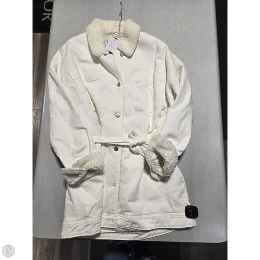 Coat Trench Coat By Lola In White Denim, Size: L